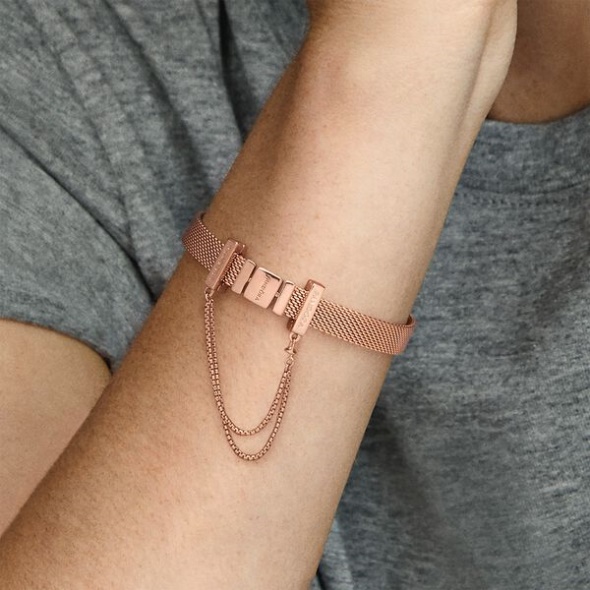 Safety Chain Clip Charm Pandora Australia Rose Gold Plated