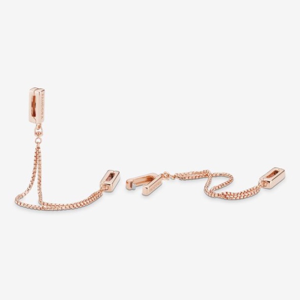 Safety Chain Clip Charm Pandora Australia Rose Gold Plated