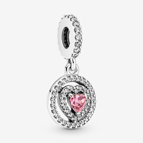 Sparkling Double Halo Heart Dangle Charm Pandora Australia