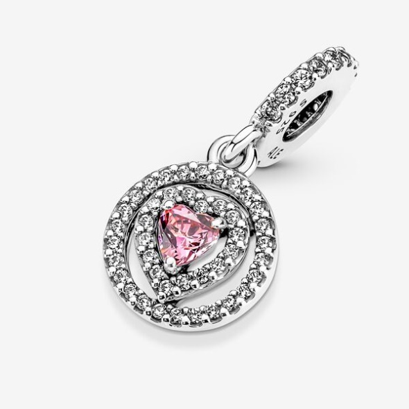Sparkling Double Halo Heart Dangle Charm Pandora Australia