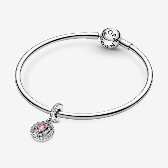 Sparkling Double Halo Heart Dangle Charm Pandora Australia