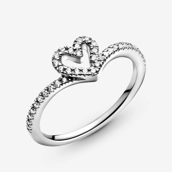 Sparkling Wishbone Heart Ring Set Pandora Australia