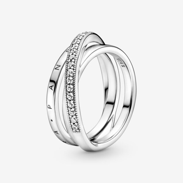 Crossover Pave Triple Band Ring Pandora Australia Sterling Silver