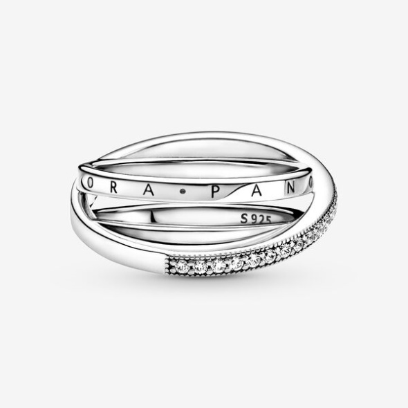 Crossover Pave Triple Band Ring Pandora Australia Sterling Silver