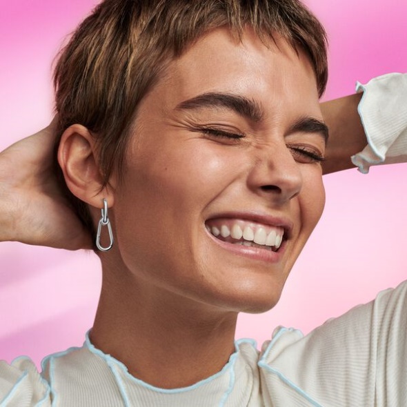 Pandora Australia Me Single Hoop Link Earring Sterling Silver