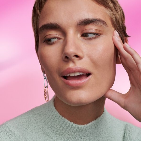 Pandora Australia Me Single Hoop Link Earring Sterling Silver