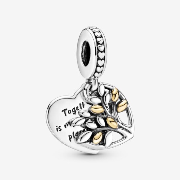 Two-Tone Family Tree Heart Dangle Charm Pandora Australia