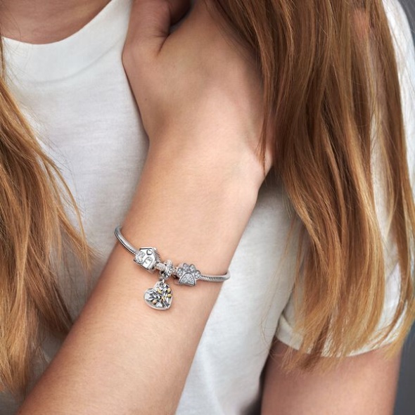 Two-Tone Family Tree Heart Dangle Charm Pandora Australia