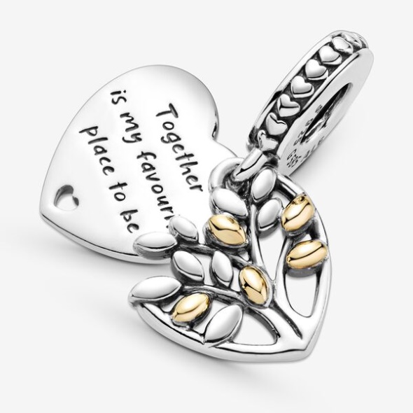 Two-Tone Family Tree Heart Dangle Charm Pandora Australia