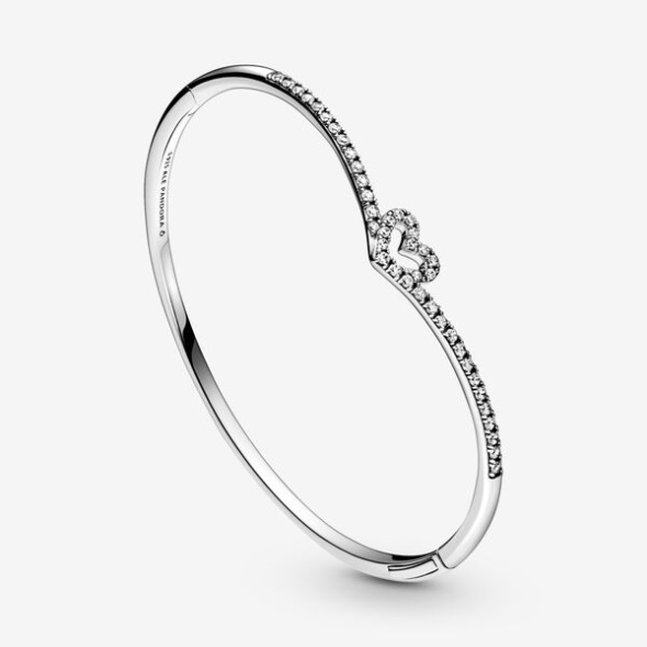 Sparkling Wishbone Heart Bangle Pandora Australia