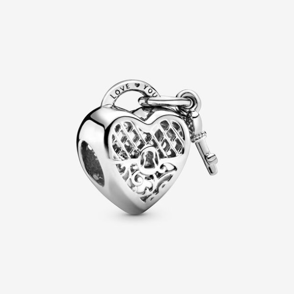 Love You Heart Padlock Charm Pandora Australia Sterling Silver