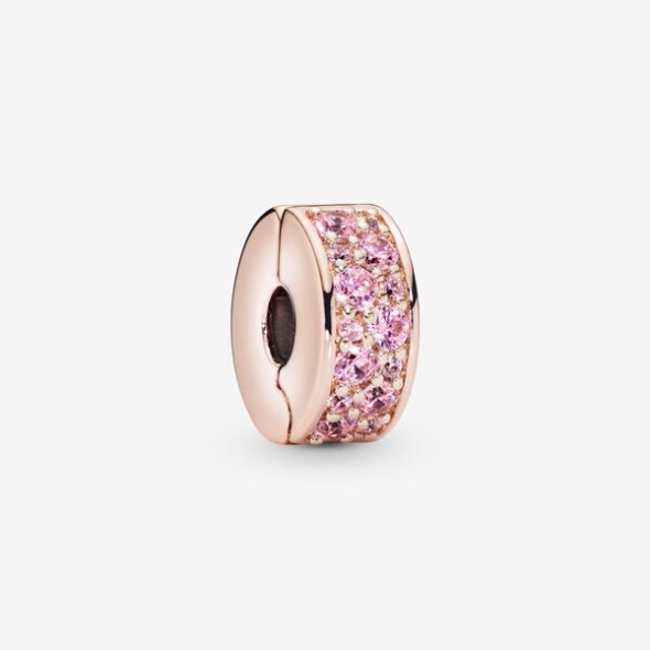 Pink Pave Clip Charm Pandora Australia Rose Gold Plated