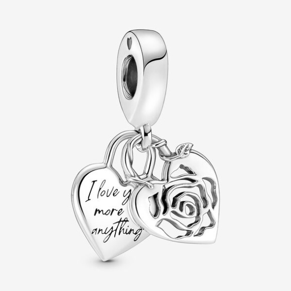 Rose Heart Padlock Dangle Charm Pandora Australia