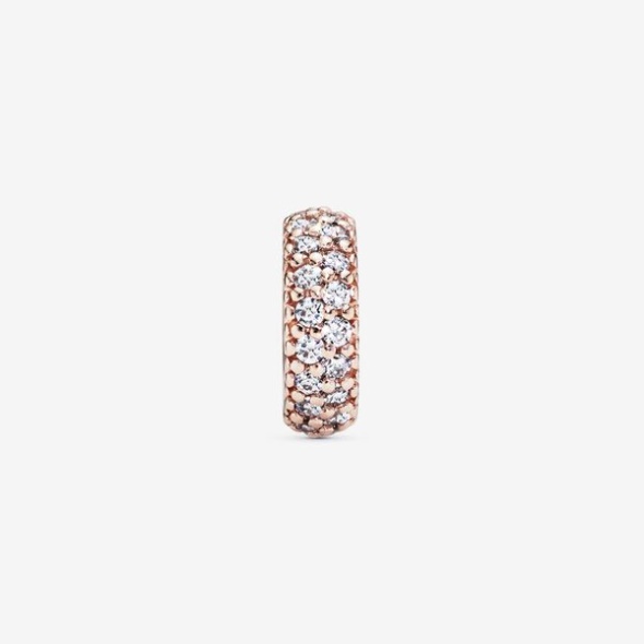 Clear Sparkle Spacer Charm Pandora Australia Rose Gold Plated