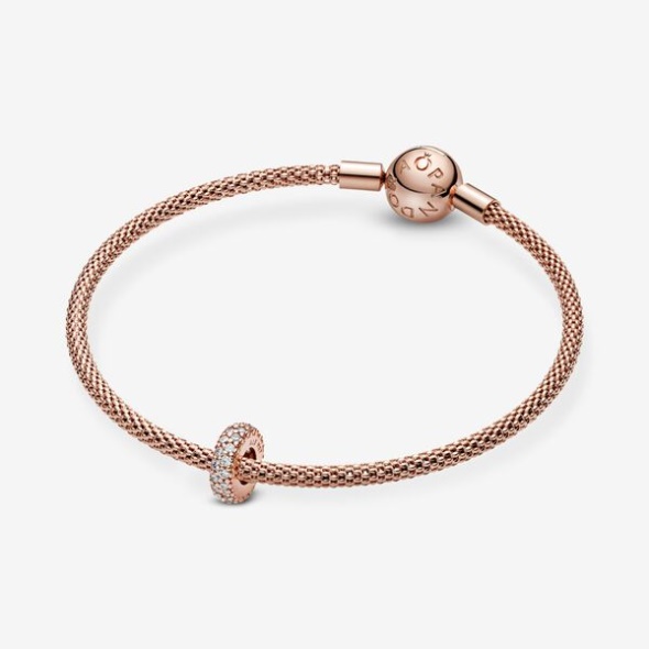 Clear Sparkle Spacer Charm Pandora Australia Rose Gold Plated
