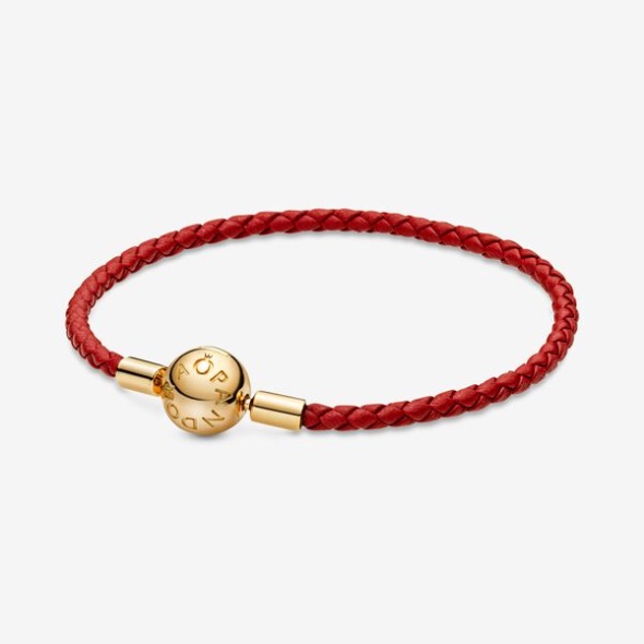 Pandora Australia Moments Red Woven Leather Bracelet