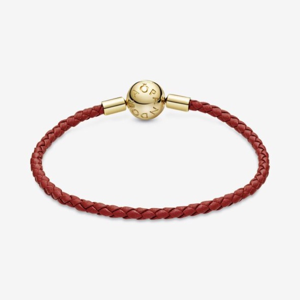 Pandora Australia Moments Red Woven Leather Bracelet