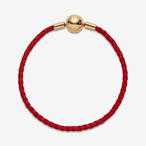 Pandora Australia Moments Red Woven Leather Bracelet
