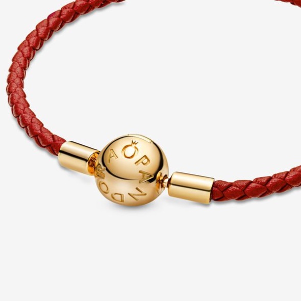 Pandora Australia Moments Red Woven Leather Bracelet