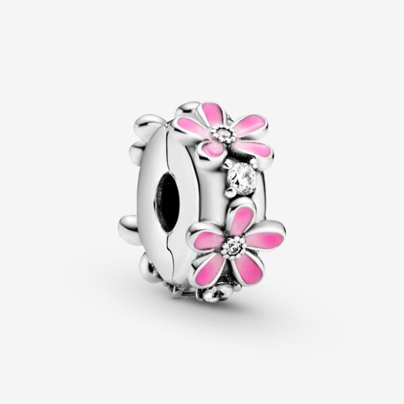 Pink Daisy Flower Clip Charm Pandora Australia Sterling Silver