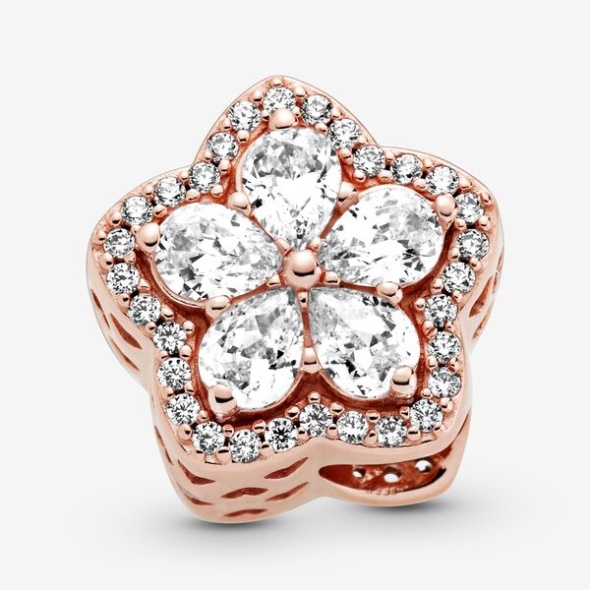 Sparkling Snowflake Pave Charm Pandora Australia Rose Gold Plated