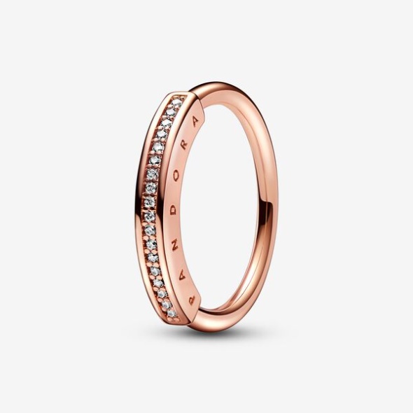 Pandora Australia Signature I-D Pave Ring Rose Gold Plated