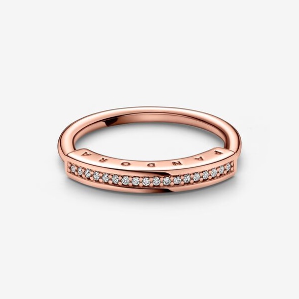 Pandora Australia Signature I-D Pave Ring Rose Gold Plated