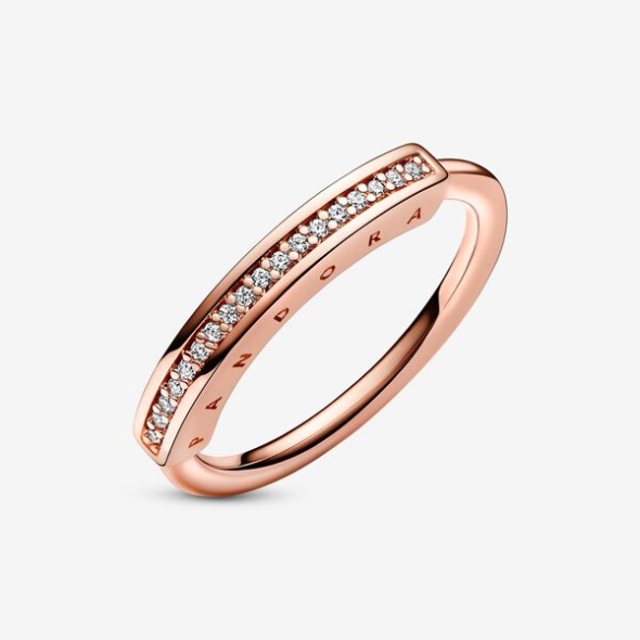 Pandora Australia Signature I-D Pave Ring Rose Gold Plated
