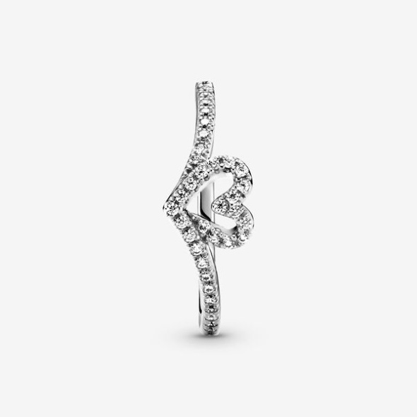 Sparkling Wishbone Heart Ring Pandora Australia Sterling Silver