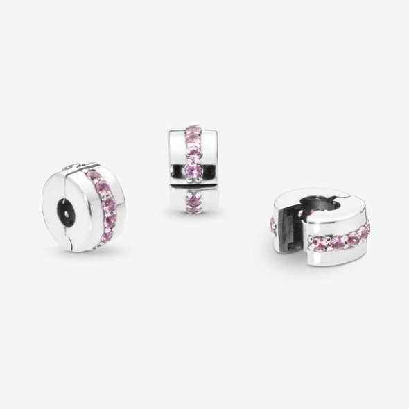Pink Sparkling Row Clip Charm Pandora Australia