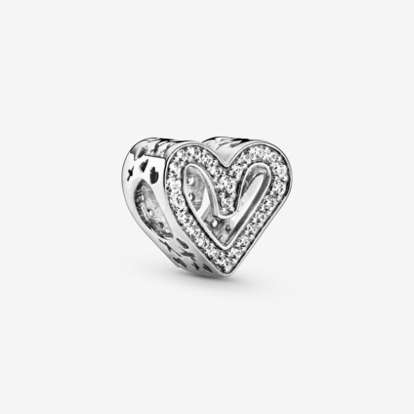 Sparkling Freehand Heart Charm Pandora Australia Sterling Silver