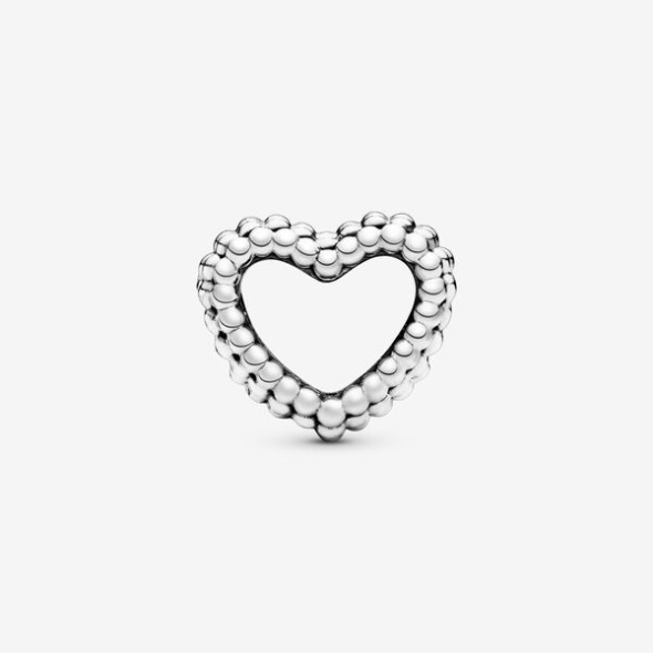 Beaded Open Heart Charm Pandora Australia Sterling Silver