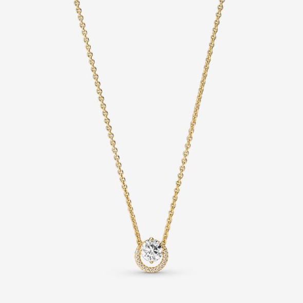 Sparkling Round Halo Pendant Collier Necklace Pandora Australia