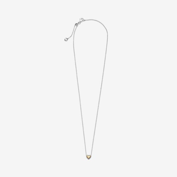 Domed Golden Heart Collier Necklace Pandora Australia