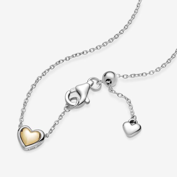 Domed Golden Heart Collier Necklace Pandora Australia