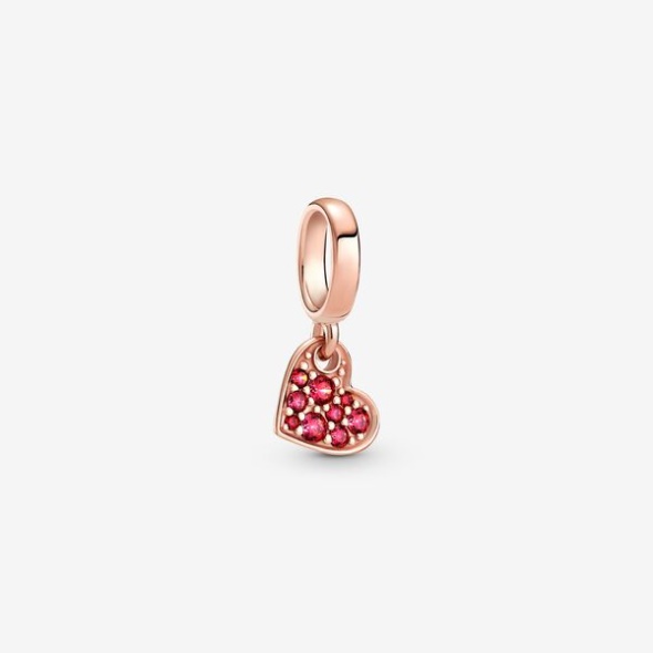 Red Pave Tilted Heart Dangle Charm Pandora Australia