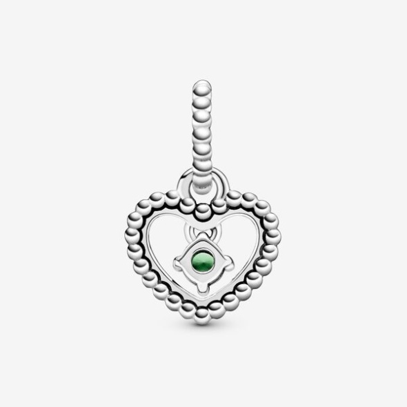August Spring Green Beaded Heart Dangle Charm Pandora Australia