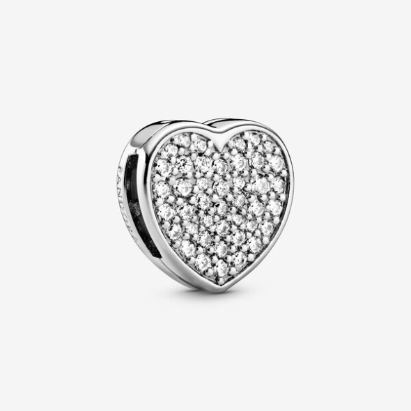 Pave Heart Clip Charm Pandora Australia Sterling Silver