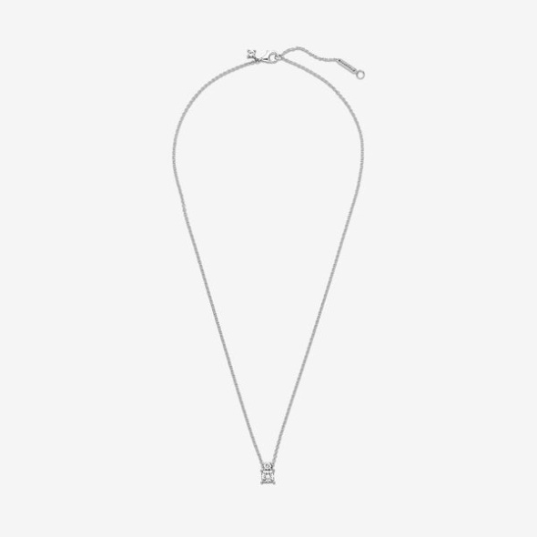 Sparkling Collier Round Square Pendant Necklace Pandora Australia