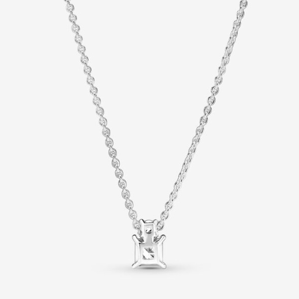 Sparkling Collier Round Square Pendant Necklace Pandora Australia