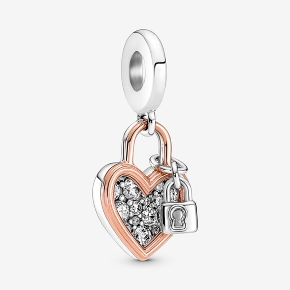 Heart Padlock Double Dangle Charm Pandora Australia