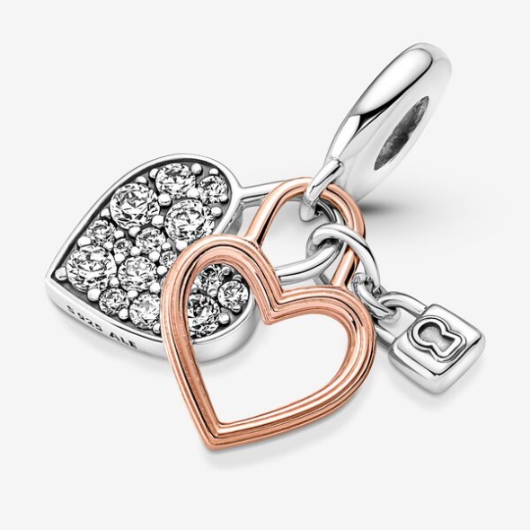 Heart Padlock Double Dangle Charm Pandora Australia