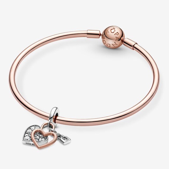 Heart Padlock Double Dangle Charm Pandora Australia