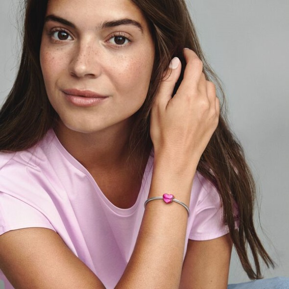 Metallic Pink Heart Charm Pandora Australia
