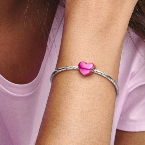 Metallic Pink Heart Charm Pandora Australia