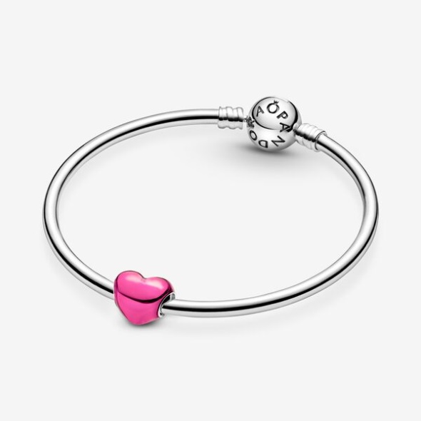 Metallic Pink Heart Charm Pandora Australia