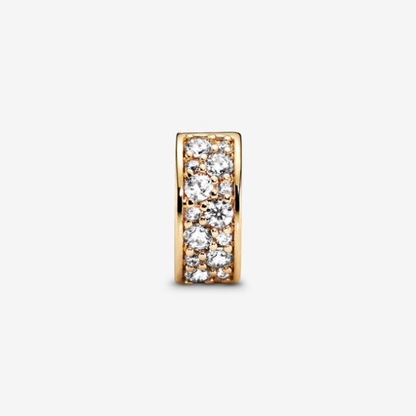 Clear Pave Clip Charm Pandora Australia Gold Plated