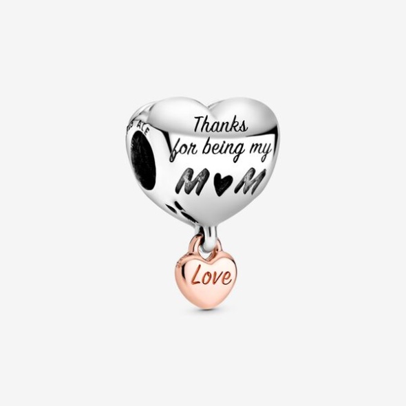 Love You Mom Heart Charm Pandora Australia Two-Tone