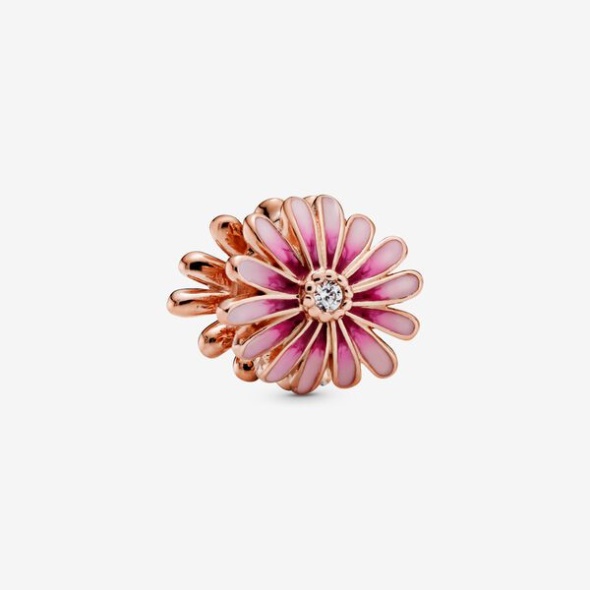 Pink Daisy Flower Charm Pandora Australia Rose Gold Plated