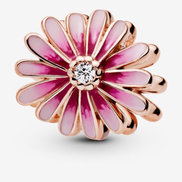 Pink Daisy Flower Charm Pandora Australia Rose Gold Plated